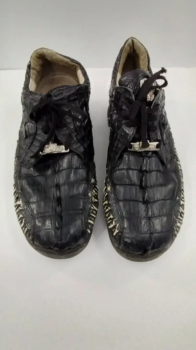 FENNIX ITALY 3044 Men's Black Alligator Hornback Crocodile Sneakers M13 CUSTOM